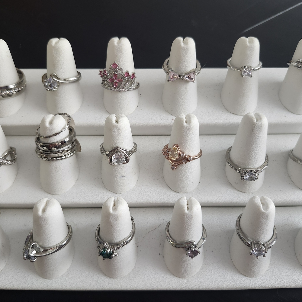 Elegant Silver and Pink Gemstone Ring Set